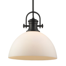 Golden Canada 3118-L BLK-OP - Yep by Golden Lighting Hines 1-light 14in Pendant in Matte Black and Opal Glass